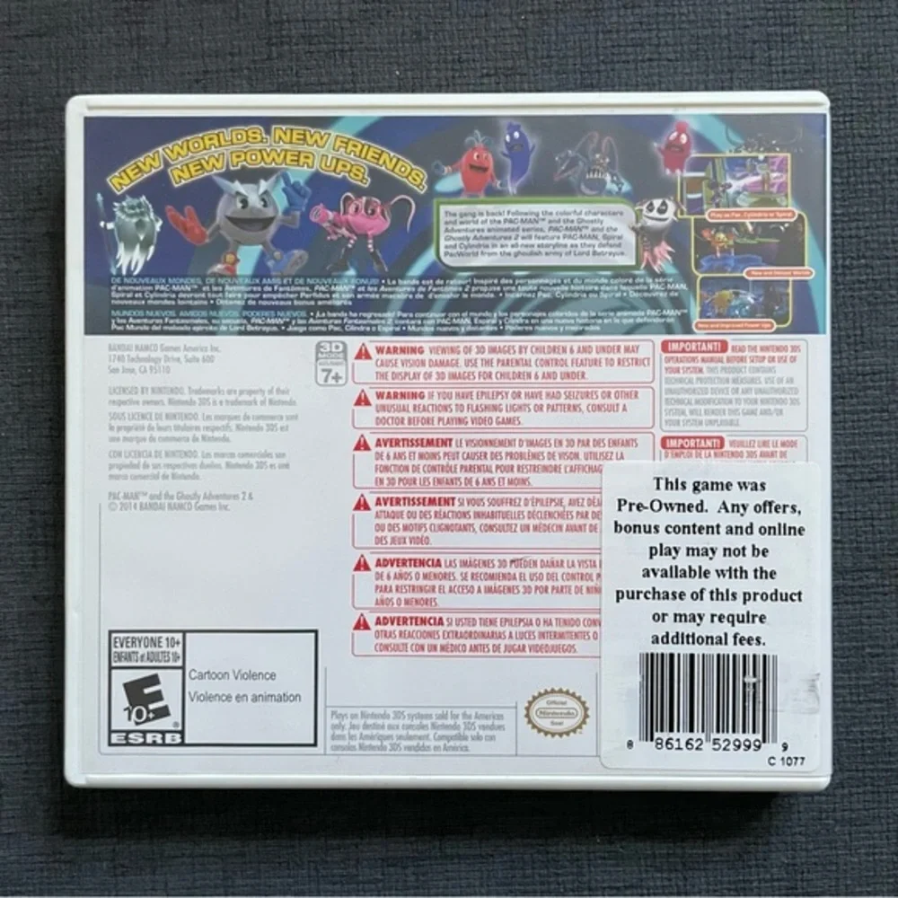 Pac-Man and the Ghostly Adventures 2 Video‎ Game Nintendo 3DS With Case & Insert